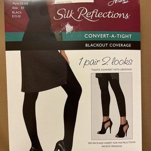 Hanes Silk Reflections Blackout Coverage Convert-A-Tight, E/F, Black